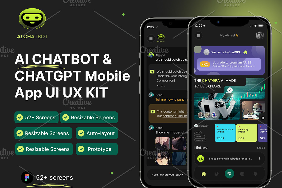 Ai chat pro | AI Chatbot UI Kit, an UI Kit Template by Muhammad_Ahmad (Photo 1 of 6)