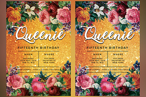 Floral Birthday Invitation, a Card Template by KiraYamato Design Studio