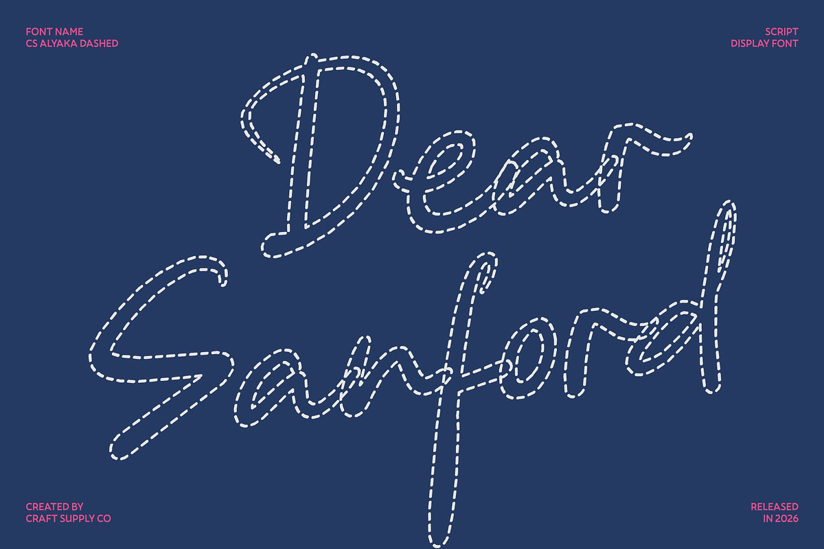 CS Alyaka Dashed, a Script Font by Craft Supply Co. (Photo 2 of 8)