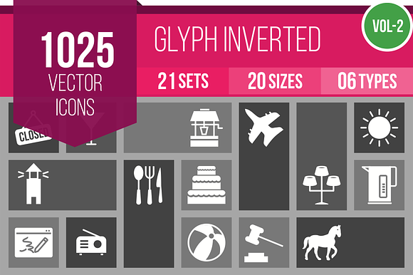 1025 Glyph Inverted Icons (V2)