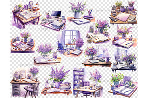 Planner Girl Clipart Bundle Lilac