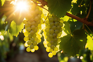Ripe green grapes in vineyard, a Food & Drink Photo by AlyaAnd