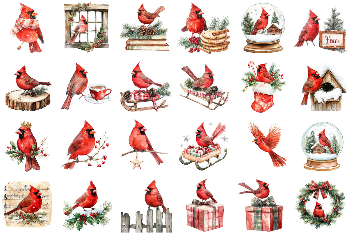 Red Cardinals Christmas Sublimation, an Illustration by Sublimation Artist (Photo 2 of 6)