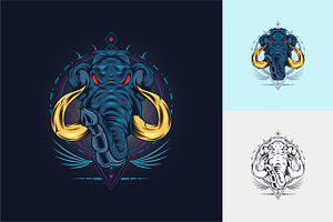 angry elephant logo design