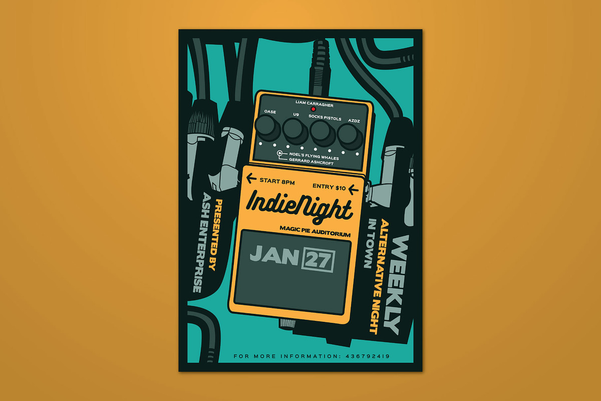 Guitar Pedal Indie Night Flyer, a Flyer Template by ashenterprise (Photo 1 of 3)