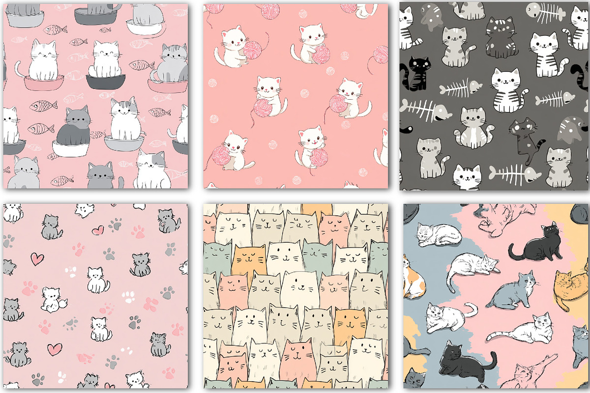 Funny cats digital paper, a Background Graphic by DreamCafeArt (Photo 2 of 4)