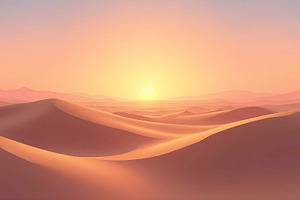 Serene Sunset Over Rolling Desert Du, a Photo by LOGOCREATIVE