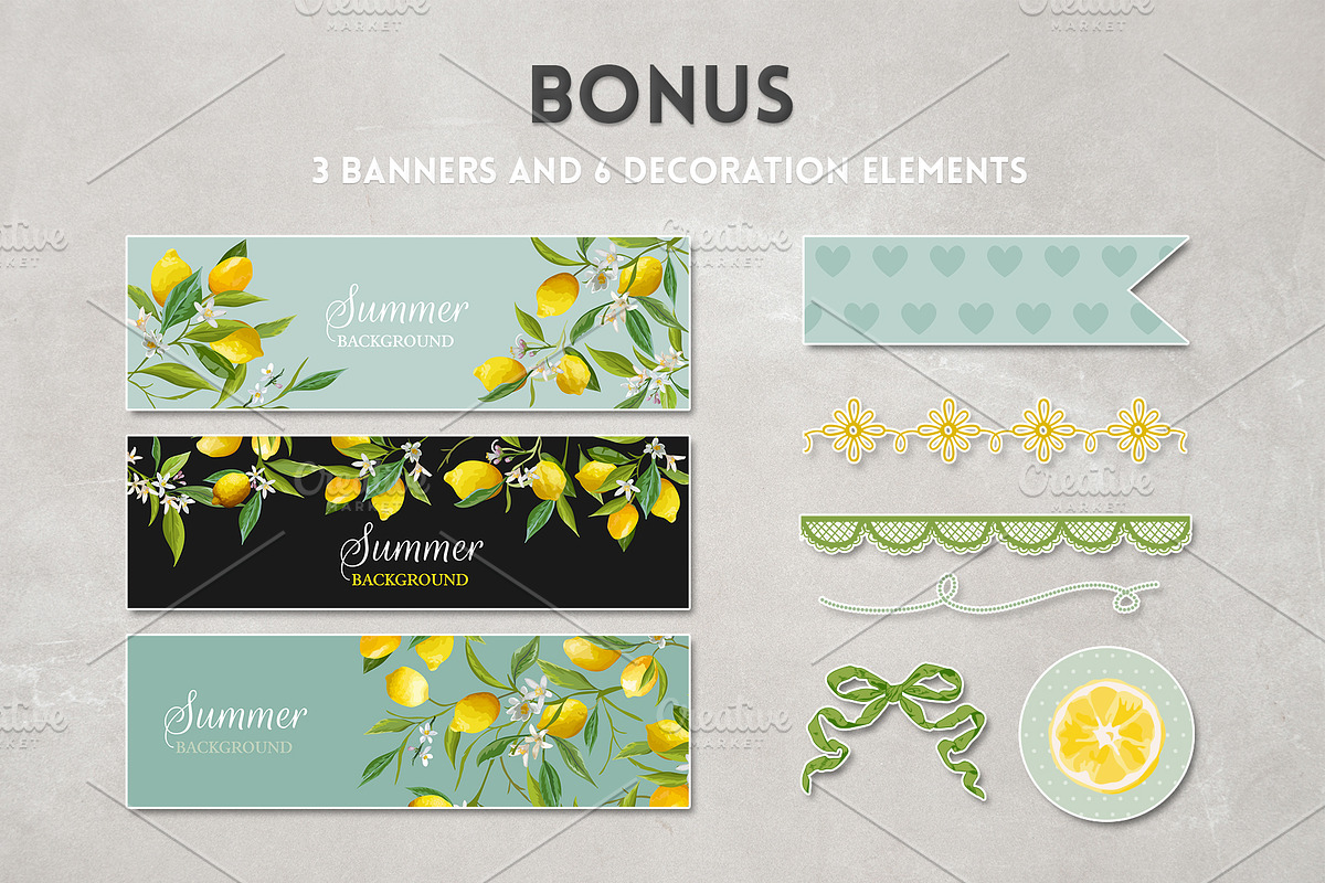 Watercolor Floral Design Set Lemons, an Illustration by Anna Studio (Photo 11 of 11)