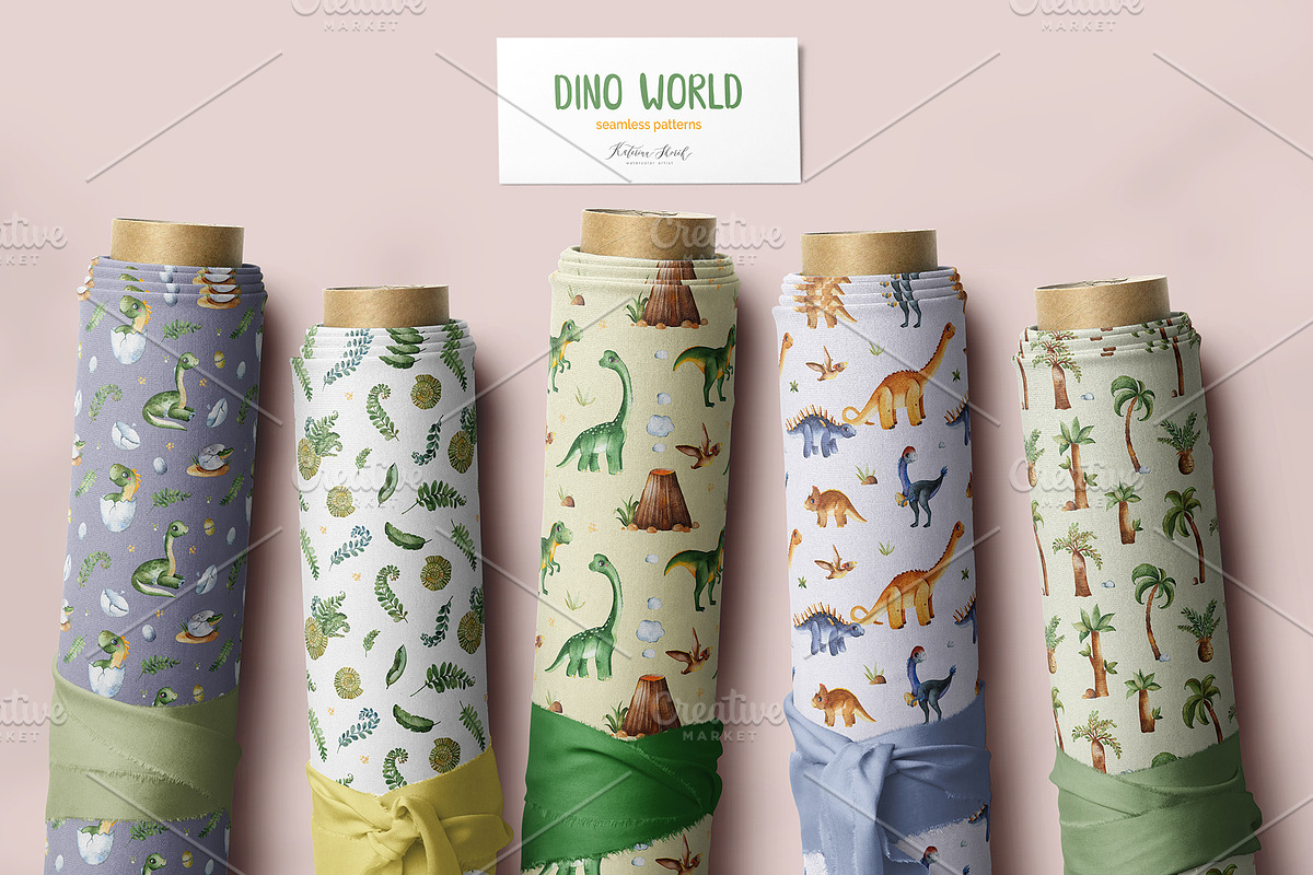 Dino World. Watercolor collection., an Animal Illustration by Kate_Rina (Photo 14 of 16)