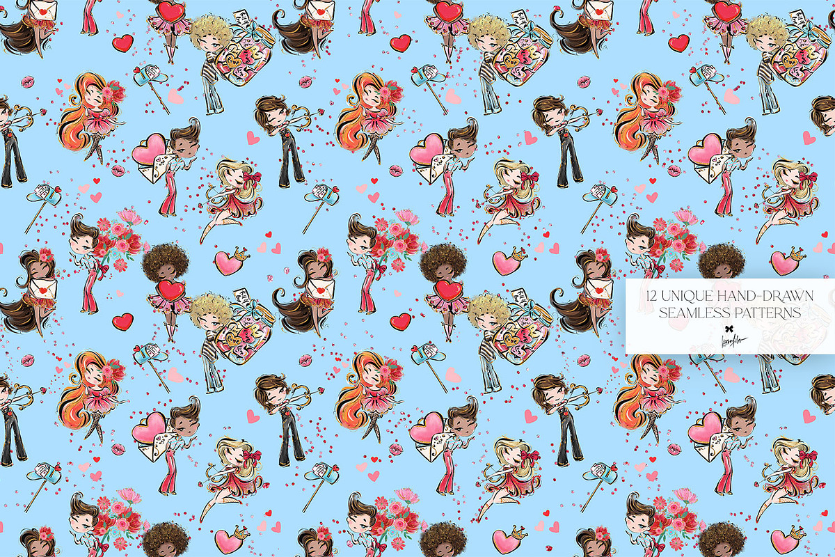 Valentine Doodles Seamless Patterns, a Pattern Graphic by KaramfilaS (Photo 3 of 19)