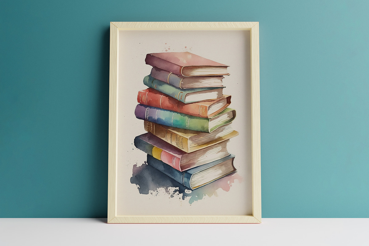Books Watercolor Illustration, a Decorative Illustration by DigitalFad (Photo 1 of 3)