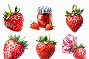 Watercolor Sweet Strawberry Clipart, an Illustration by Craft Nest (Thumbnail 5 of 6)