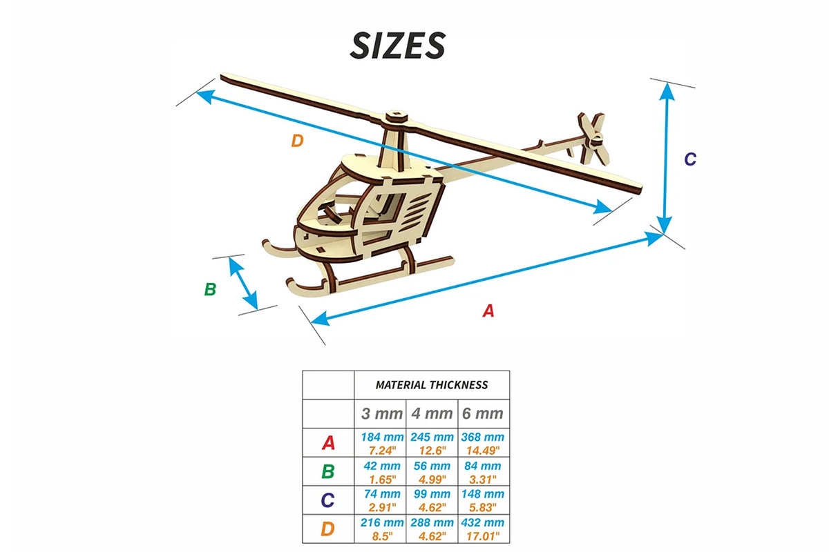 Helicopter - Laser Cut File, an Object Graphic by VectorPainter (Photo 13 of 13)