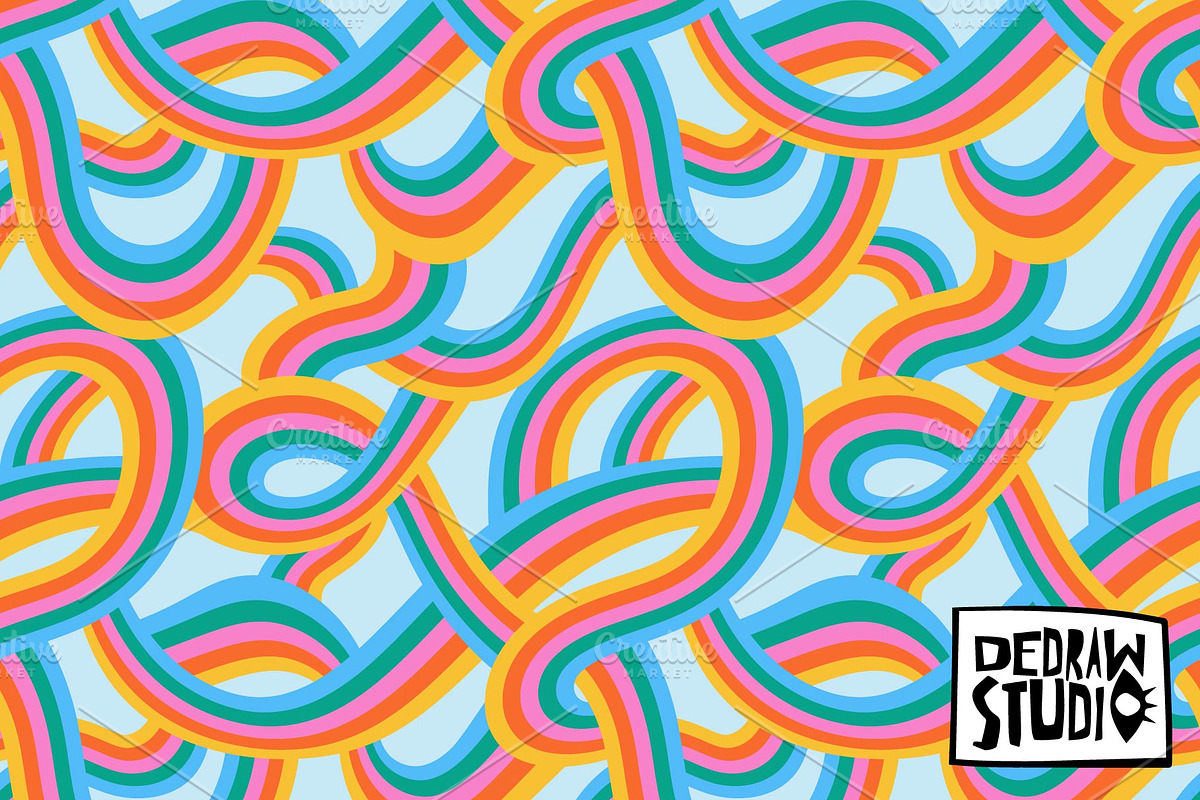Retro Rainbow Pattern, a Pattern Graphic by Dedraw Studio (Photo 1 of 3)