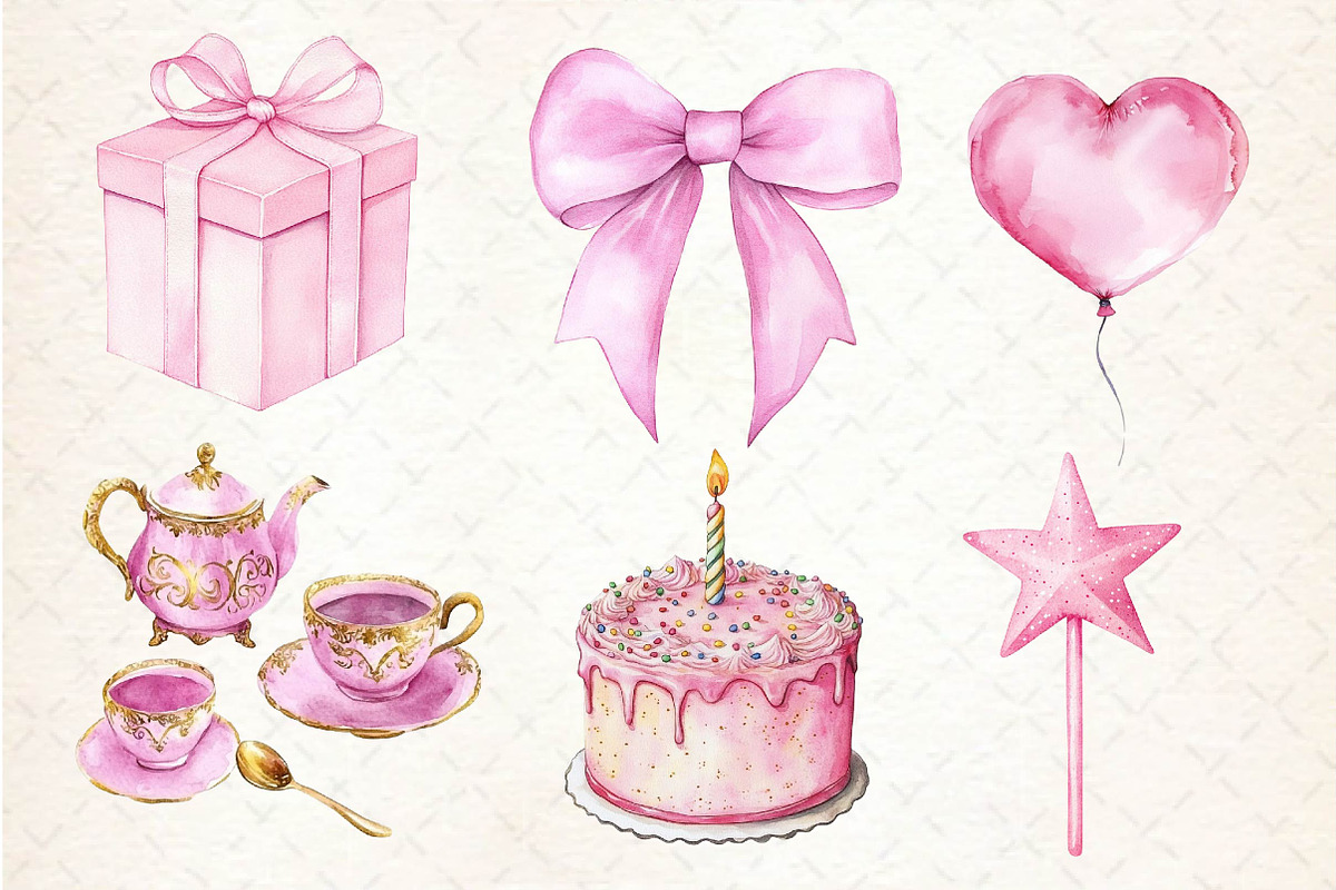 Pink Kids Birthday Clipart, an Illustration by Dream Creation (Photo 2 of 5)
