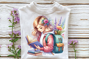 Cute Little Girl Reading Clipart, an Illustration by CraftArtStudio (Thumbnail 3 of 6)