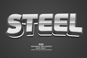 Steel PSD 3D Editable Text Effect