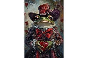 Regal Valentine Frog Wall Art Print, an Animal Illustration by Art Paradise Studios