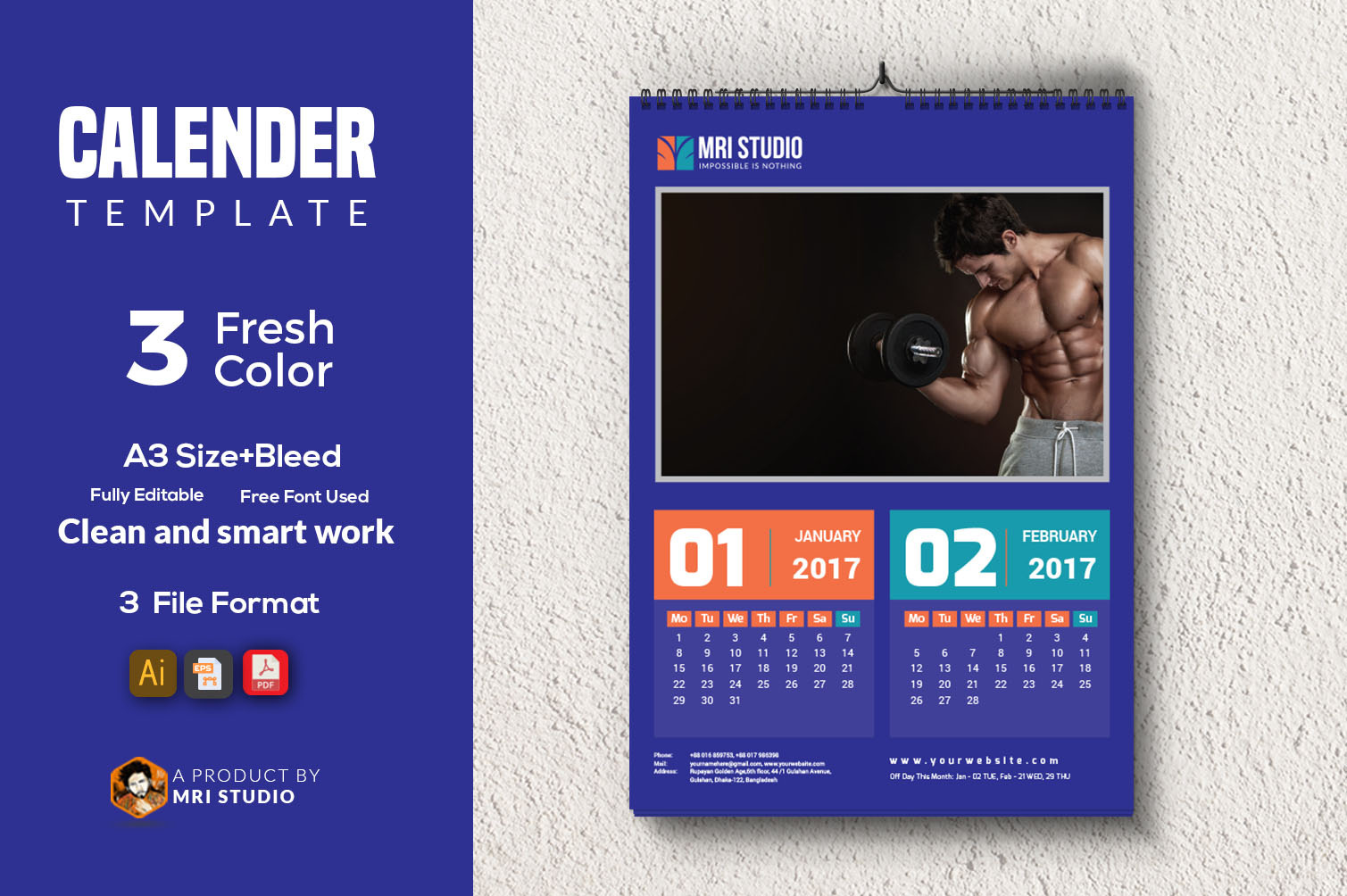 Calander Template by Mri Studio  Creative Market