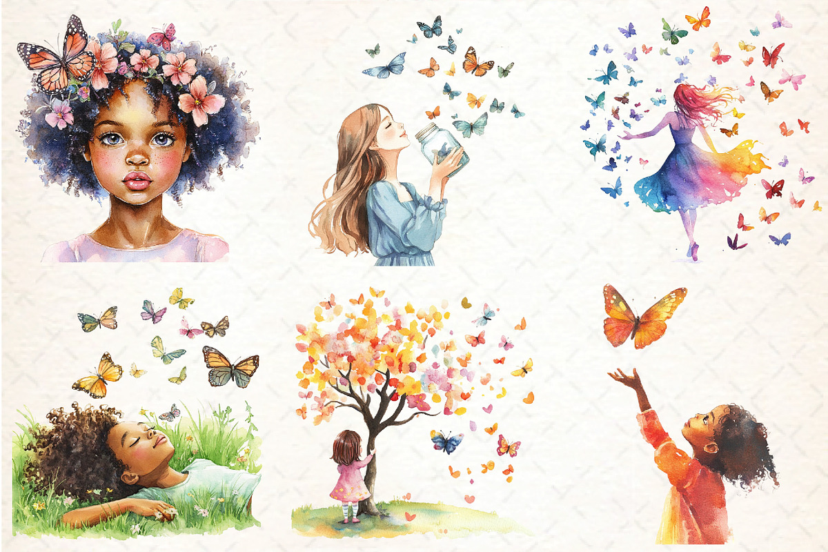 African American Girl with Butterfly, an Illustration by DreamCafeArt (Photo 2 of 8)