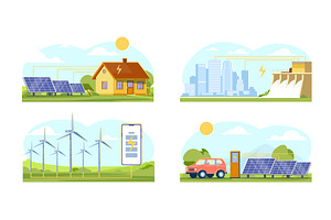 Alternative energy sources scenes, an Illustration by Vectorbuum