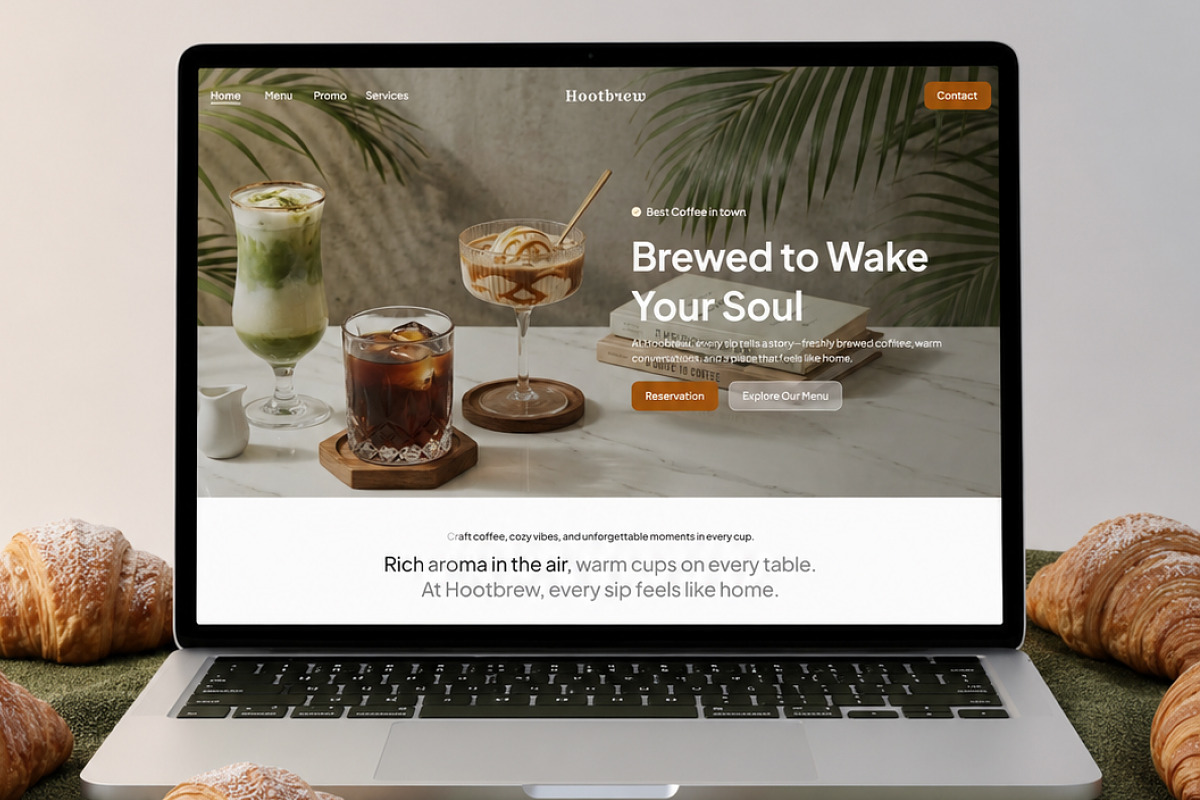 Hootbrew - Cafe Website Landing Page, a Landing Page Template by Font Kingdom (Photo 2 of 5)