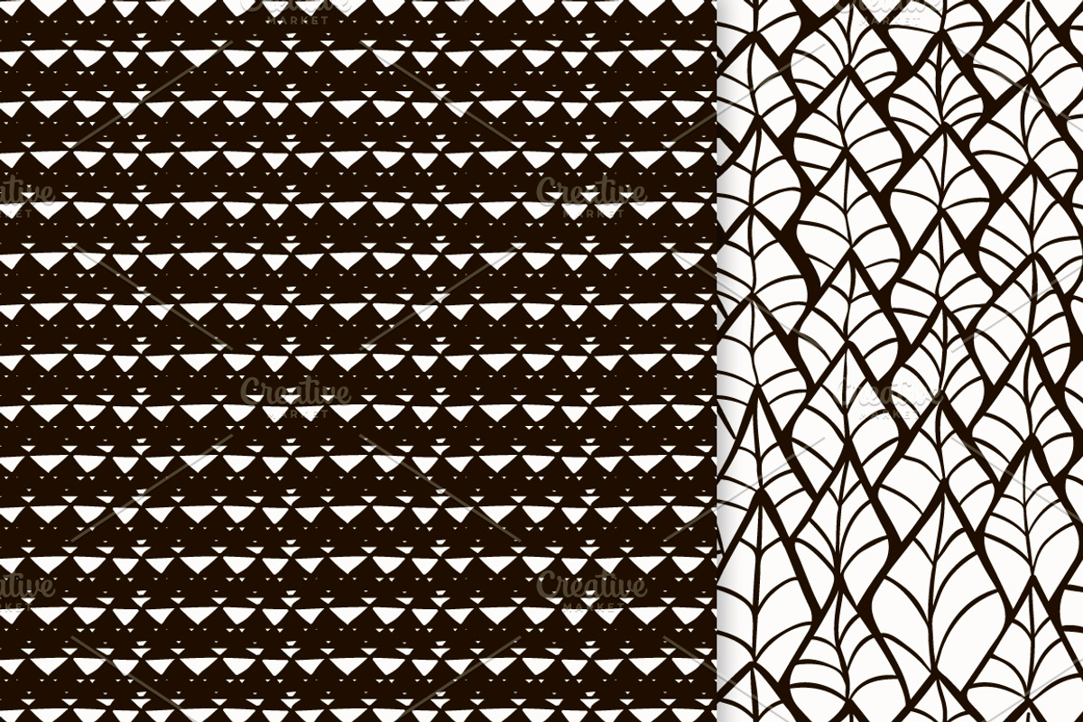 6 Black Sketched Seamless Patterns, a Pattern Graphic by Olya Creative (Photo 2 of 5)