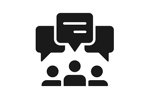 Group discussion black glyph icon, a Solid Icon by IMG Visuals