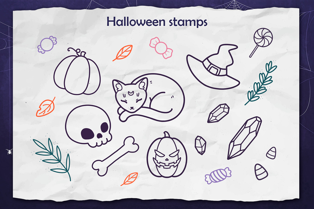 Halloween Procreate Stamp Brushes, a Decorative Illustration by InkPrintsTattoo (Photo 4 of 9)