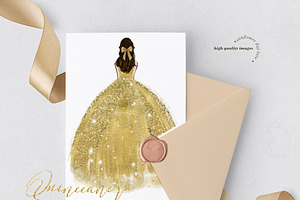 Elegant Gold Princess Clipart