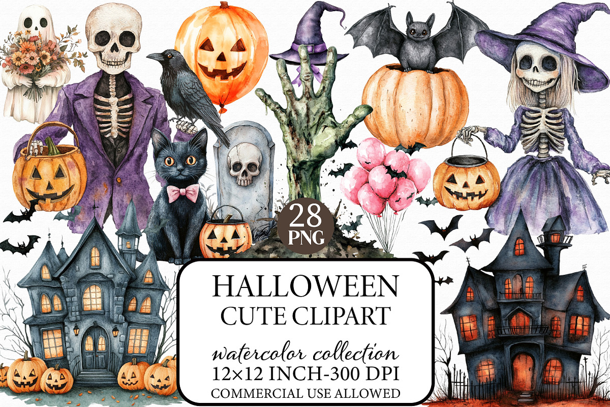 Cute Halloween Clipart Bundle, an Illustration by Libby Wishes (Photo 1 of 6)