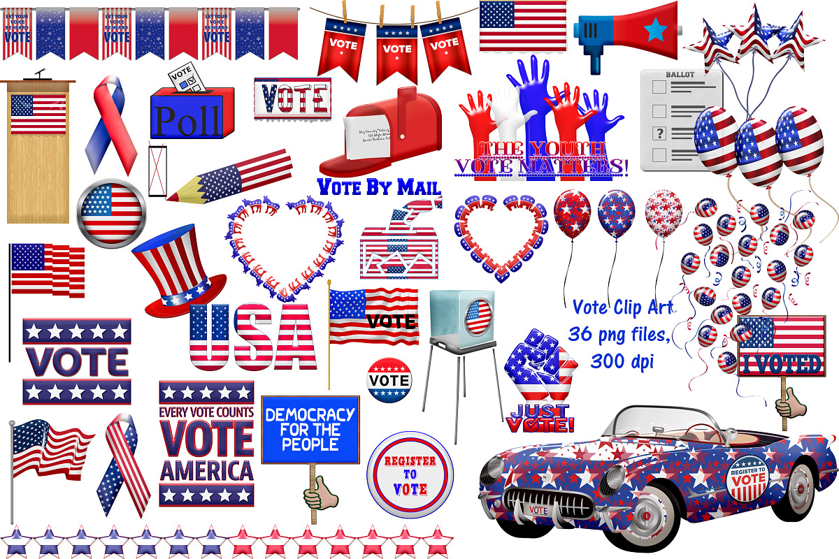 Voting (USA Elections) Clip Art, an Illustration by FrankiesDaughtersDesign (Photo 1 of 5)
