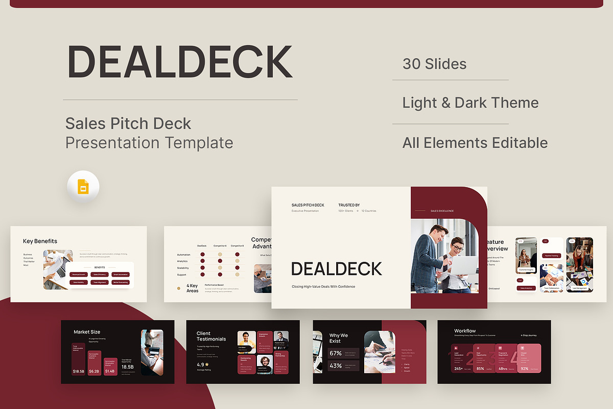 Sales Pitch Deck Google Slides, a Presentation Template by New Coral Design (Photo 1 of 6)