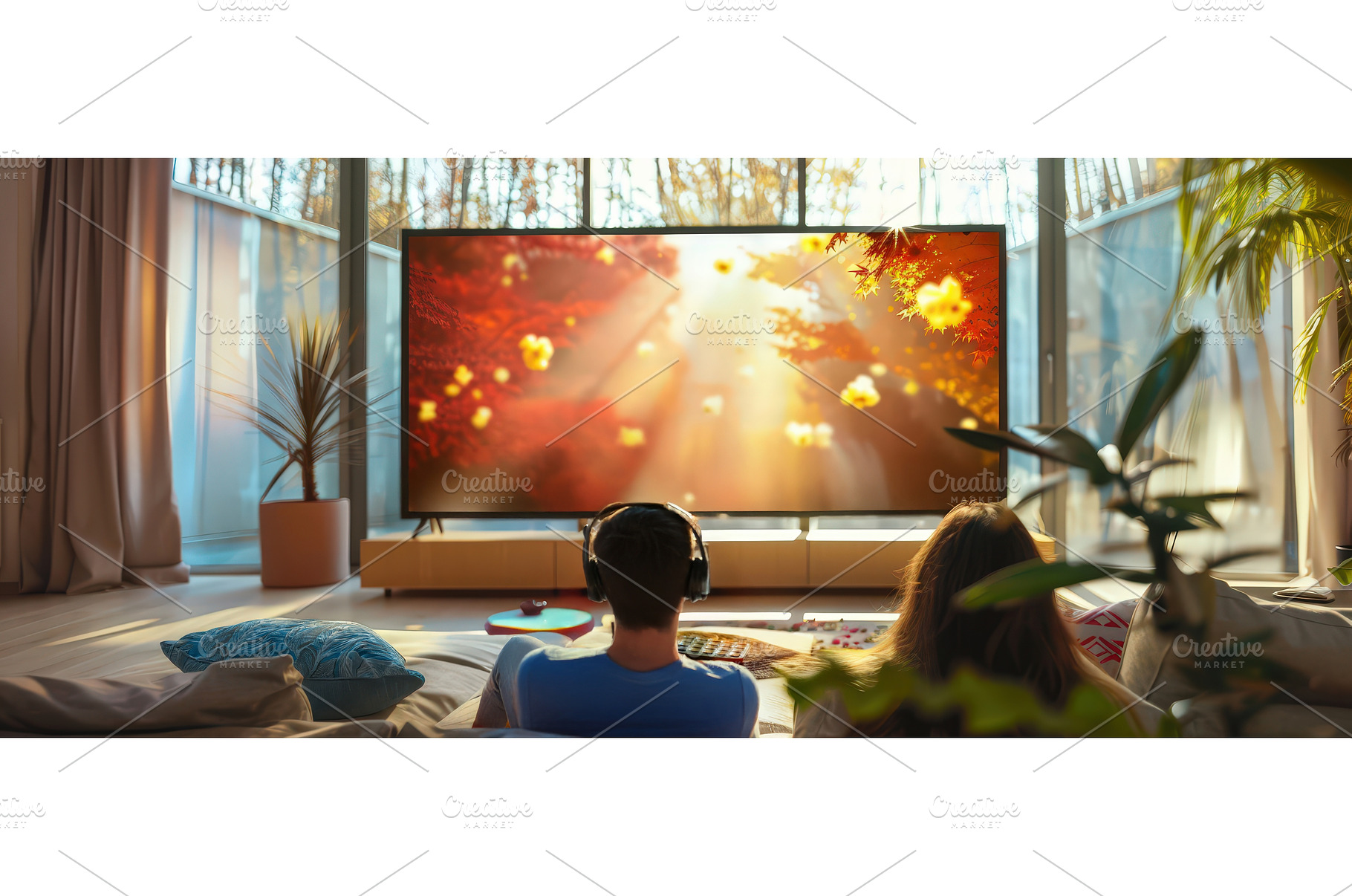 Couple watching nature movie on, a Technology Photo by piter.goskov