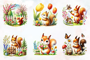 Spring squirrel garden clipart, an Illustration by RobertsArt (Thumbnail 4 of 7)