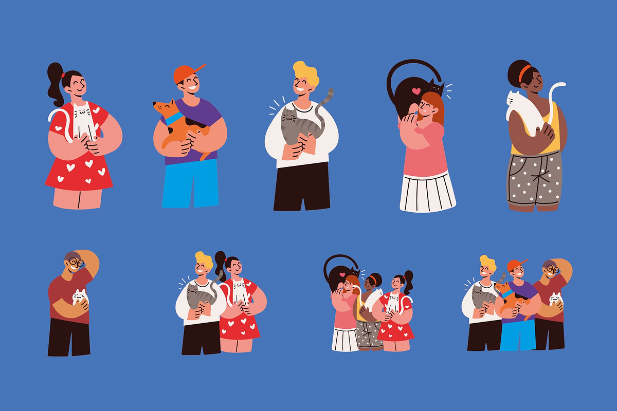 Person With Pet Illustration Set, a Person Illustration by studiogstock (Photo 1 of 3)