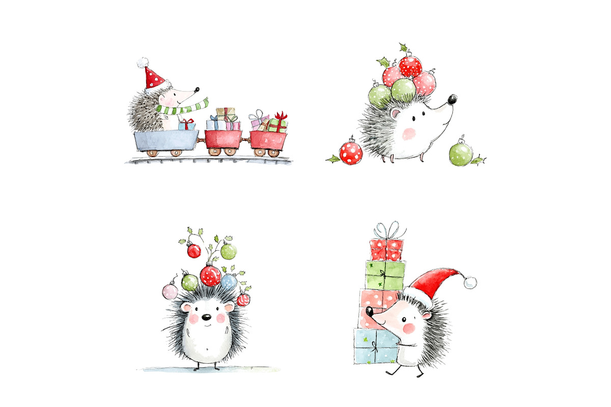 Christmas Hedgehog Clipart, a Seasonal Illustration by Nicolle's Colorful Art (Photo 7 of 7)