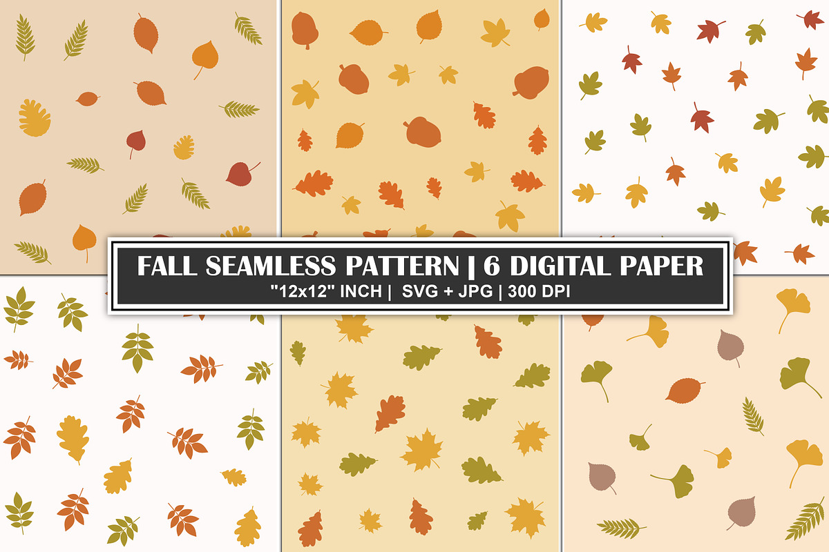 Fall Leaves Pattern Digital Papers, a Pattern Graphic by Gfx Expert Team (Photo 1 of 5)