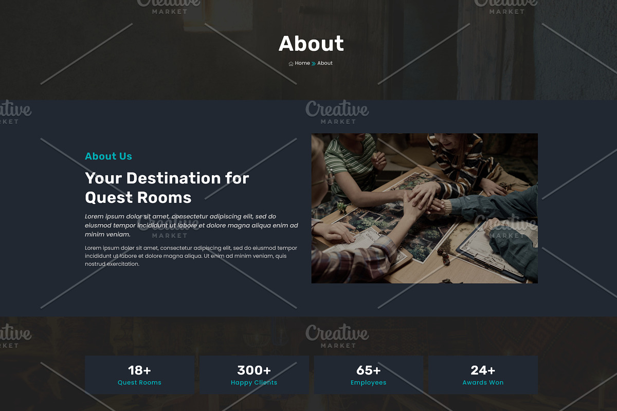 Escape Rooms & Quest Game Template, a WordPress Template by HasnainDEV (Photo 2 of 8)