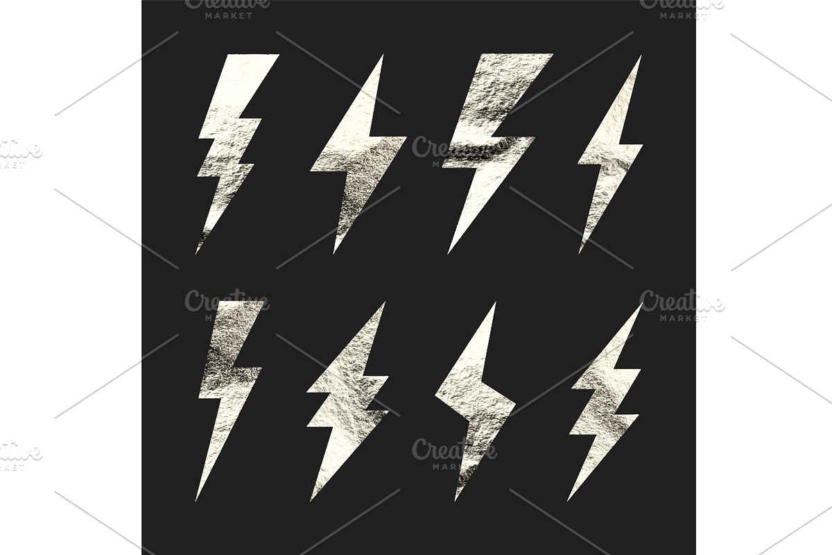 Silver lightning bolt icons, an Object Illustration by 32pixels