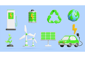 3d renewable green energy industry, a Technology Illustration by Marozhkastudio