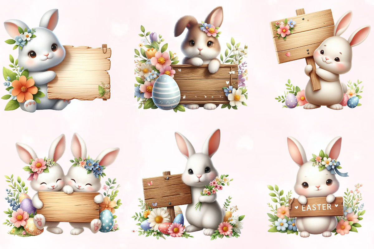 Easter Bunny Sublimation Clipart, a Seasonal Illustration by Craft Nest (Photo 5 of 5)