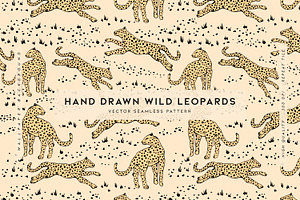 Hand Drawn Wild Leopards