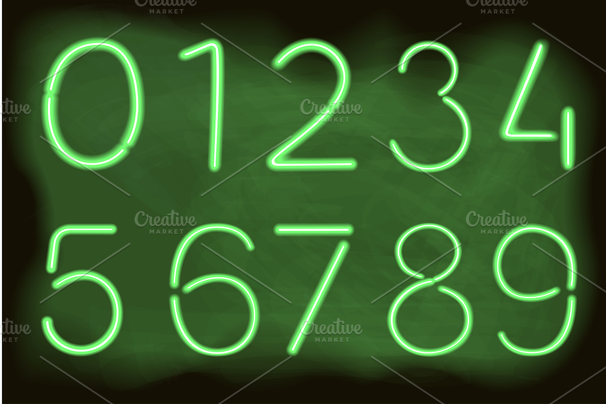 numbers in the form of neon lamps, an Object Illustration by piter.goskov