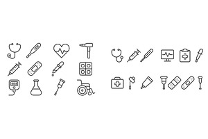 Set of clean and minimal web icons, a Healthcare Illustration by ZinetroN