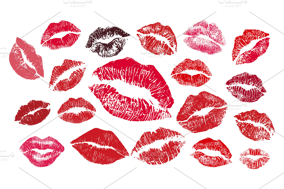 Female lipstick prints. Isolated, an Illustration by Valerie Bodnar