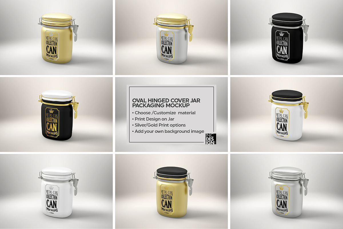 Oval Tin Jar with Clip Cover Mockup, a Product Mockup by INCDesign (Photo 2 of 6)