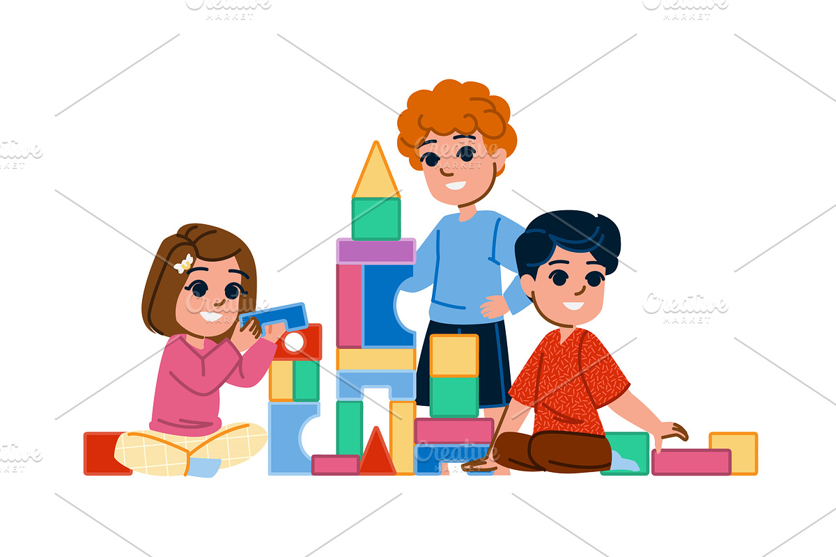 rug building blocks hobby kid vector, a Person Illustration by pikepicture