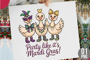 Funny Mardi Gras Goose Coquette Bow, an Illustration by Designking