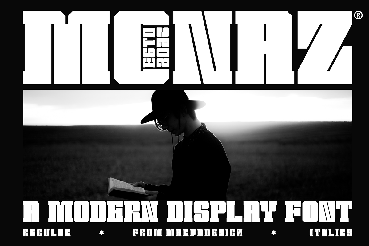 Monaz - A Modern Display Font, a Sans Serif Font by Marvadesign (Photo 1 of 7)